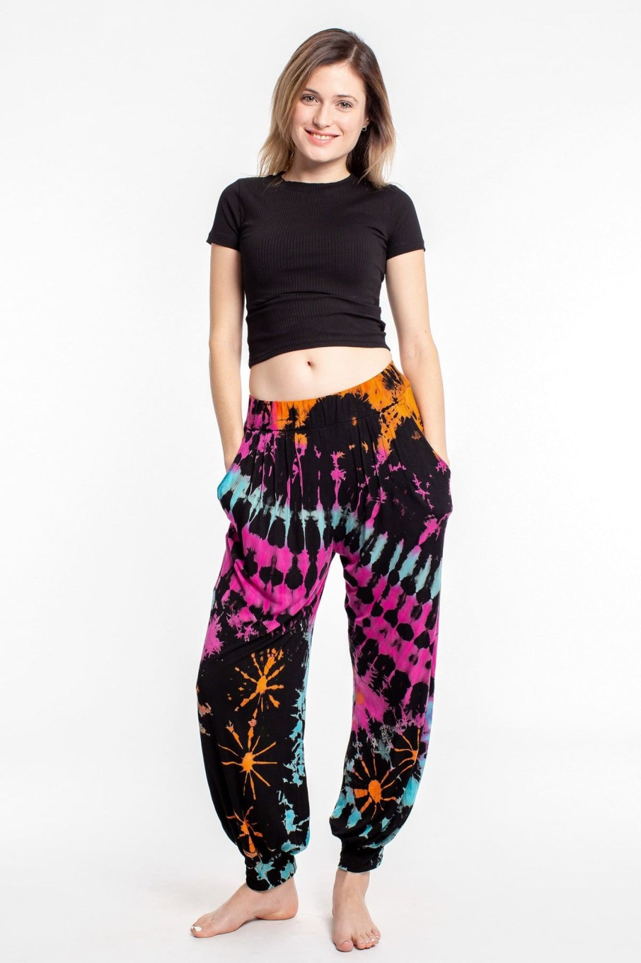 Women HaremPants | Tie Dye Cotton Women Harem Pants In Festival Black