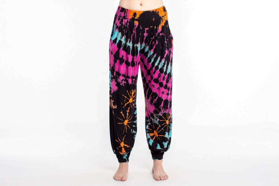 Women HaremPants | Tie Dye Cotton Women Harem Pants In Festival Black